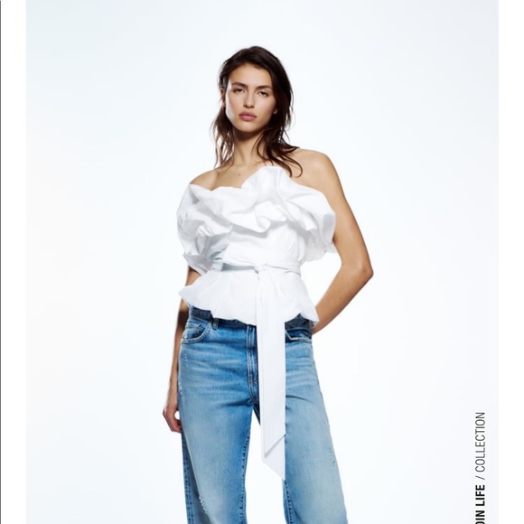 Zara voluminous poplin Top - Picture 5 of 13